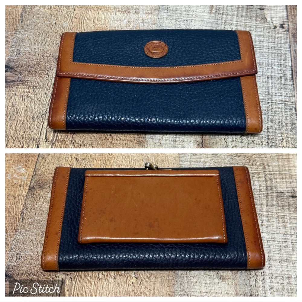 Dooney Bourke Wallet Vtg 90s dillen Leather Checkbook Coin Purse Organizer